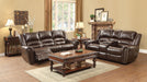 Center Hill Double Reclining Sofa in Dark Brown 9668BRW-3 - Red Gate Home Furnishings (Ball Ground, GA)