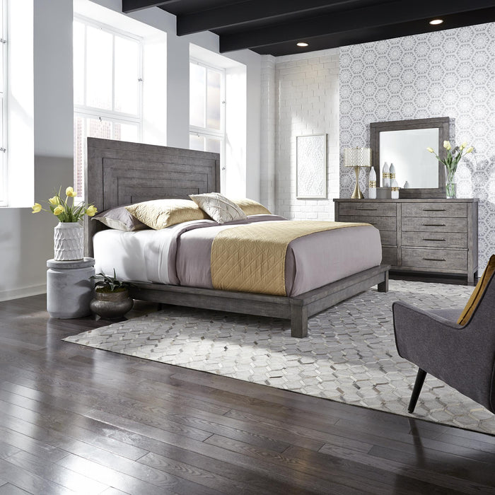 Modern Farmhouse King California Platform Bed, Dresser & Mirror image