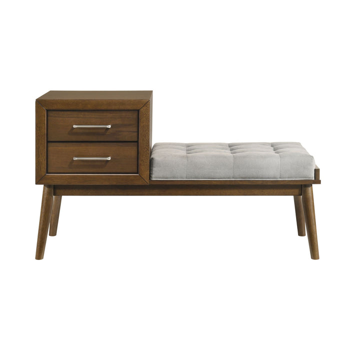 Malibu Bench with Grey Fabric in Walnut