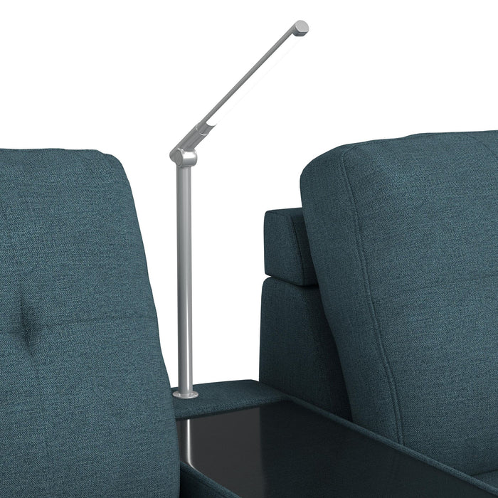 Options One 8PC Living Room Set in Palmer Plus Teal with Media Console
