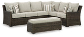 Brook Ranch Outdoor Sofa Sectional/Bench with Cushion (Set of 3) - Red Gate Home Furnishings (Ball Ground, GA)