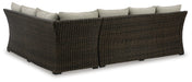 Brook Ranch Outdoor Sofa Sectional/Bench with Cushion (Set of 3) - Red Gate Home Furnishings (Ball Ground, GA)