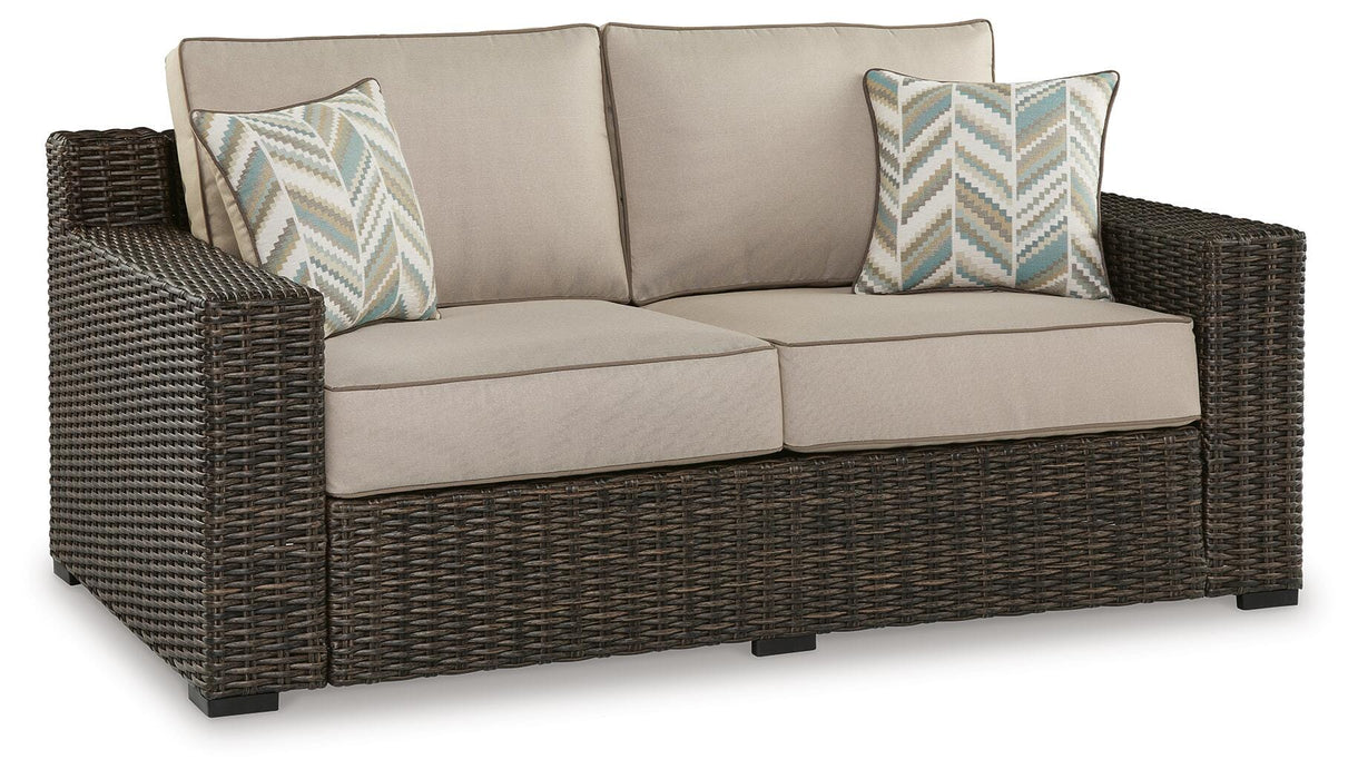 Coastline Bay Outdoor Loveseat with Cushion - Red Gate Home Furnishings (Ball Ground, GA)