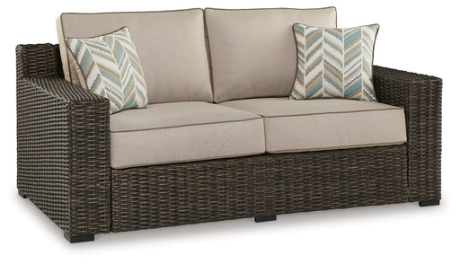 Coastline Bay Outdoor Loveseat with Cushion - Red Gate Home Furnishings (Ball Ground, GA)