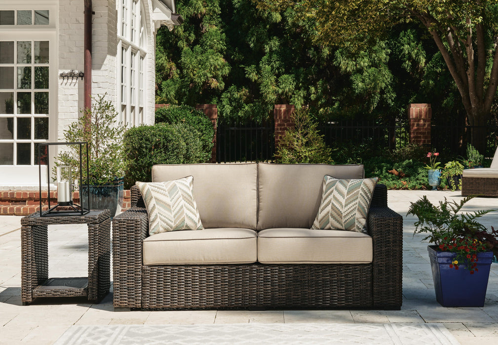 Coastline Bay Outdoor Loveseat with Cushion - Red Gate Home Furnishings (Ball Ground, GA)