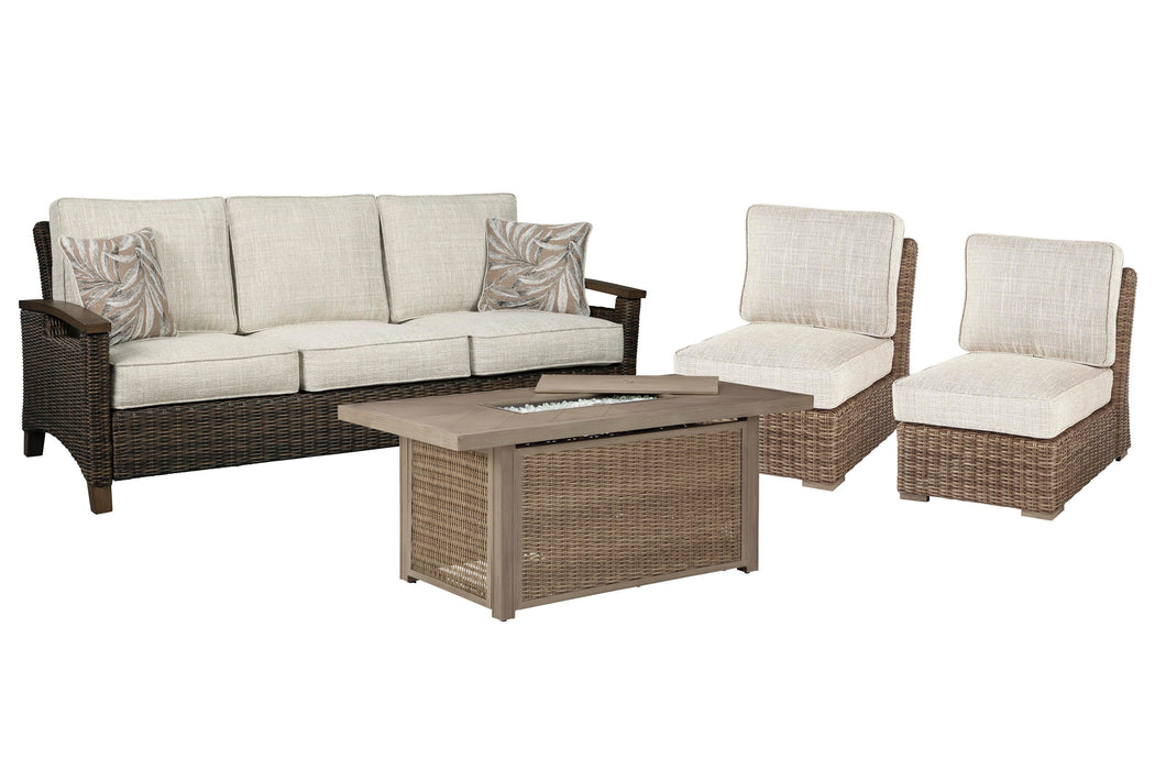 Beachcroft Outdoor Sofa, Lounge Chairs and Fire Pit - Red Gate Home Furnishings (Ball Ground, GA)