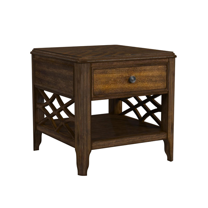 Phillipe 3PC Occasional Table Set in Cherry-Coffee Table & Two End Table