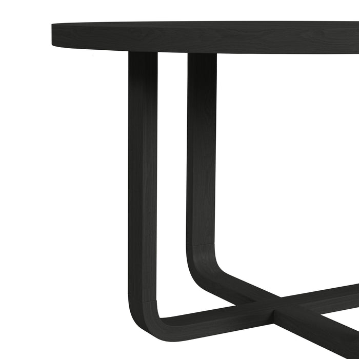 Ridgemont Standard Height Dining Set in Black with Grain-Table and Four Grey Fabric Chairs