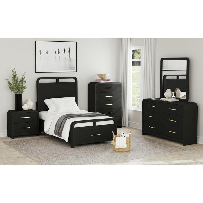 Ridgemont Storage Bedroom Set in Black with Grain