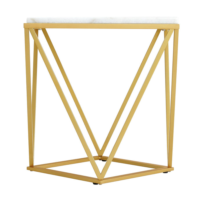 Riko 2PC Occasional Table Set in Gold-Coffee Table & End Table