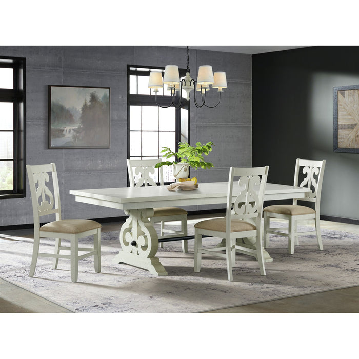 Stone Wooden Swirl Back Side Chair in White (2 Per Pack)