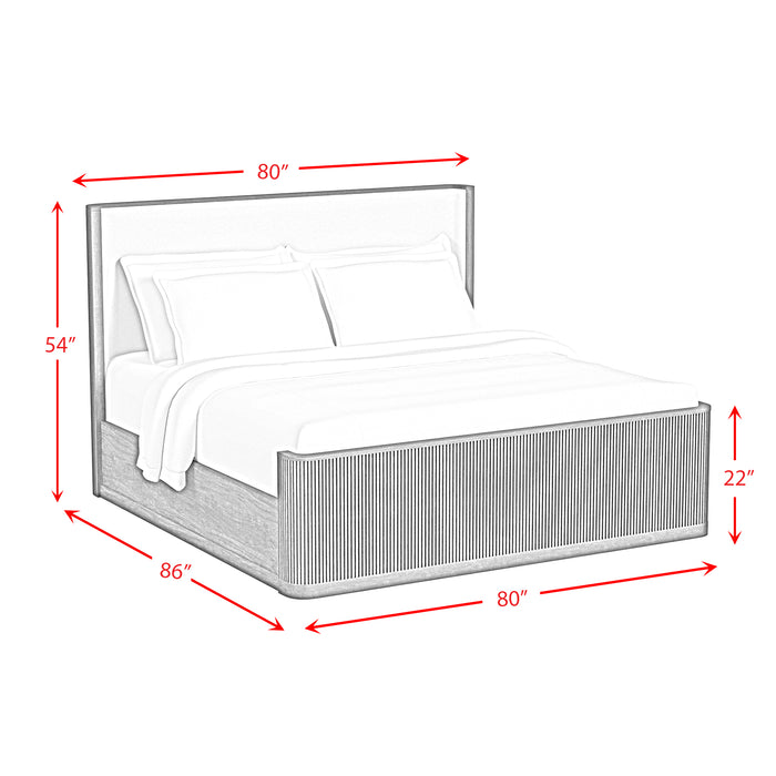 Sylvie UPH Bedroom Set with White Fabric