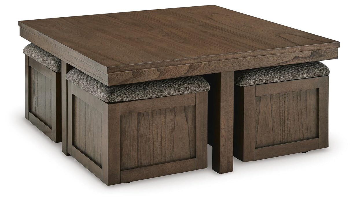 Boardernest Coffee Table with 4 Stools - Red Gate Home Furnishings (Ball Ground, GA)