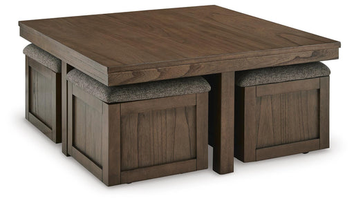 Boardernest Coffee Table with 4 Stools - Red Gate Home Furnishings (Ball Ground, GA)
