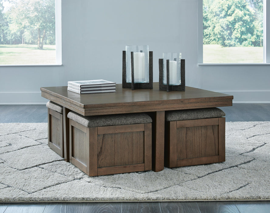 Boardernest Coffee Table with 4 Stools - Red Gate Home Furnishings (Ball Ground, GA)