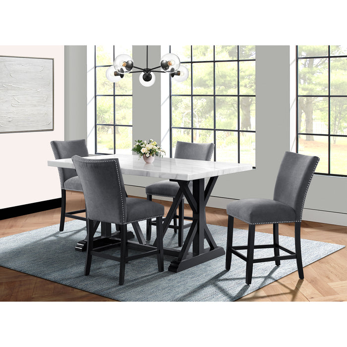 Tuscany Counter Linen Nailhead Side Chair (2 Per Pack) - Charcoal