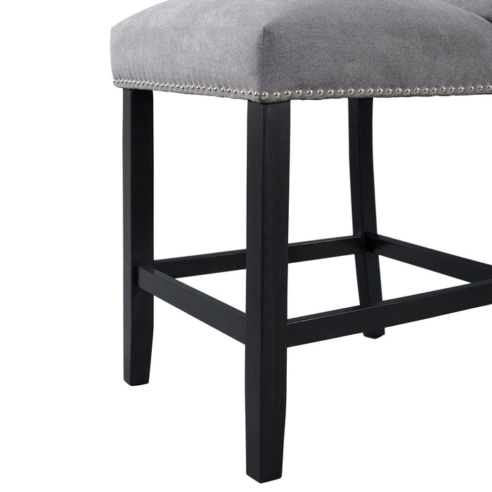 Tuscany Counter Linen Nailhead Side Chair (2 Per Pack) - Charcoal