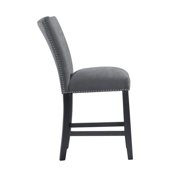 Tuscany Counter Linen Nailhead Side Chair (2 Per Pack) - Charcoal