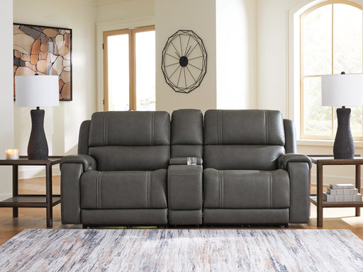 5Z - Pittson Power Reclining Sectional Loveseat with Console - Red Gate Home Furnishings (Ball Ground, GA)