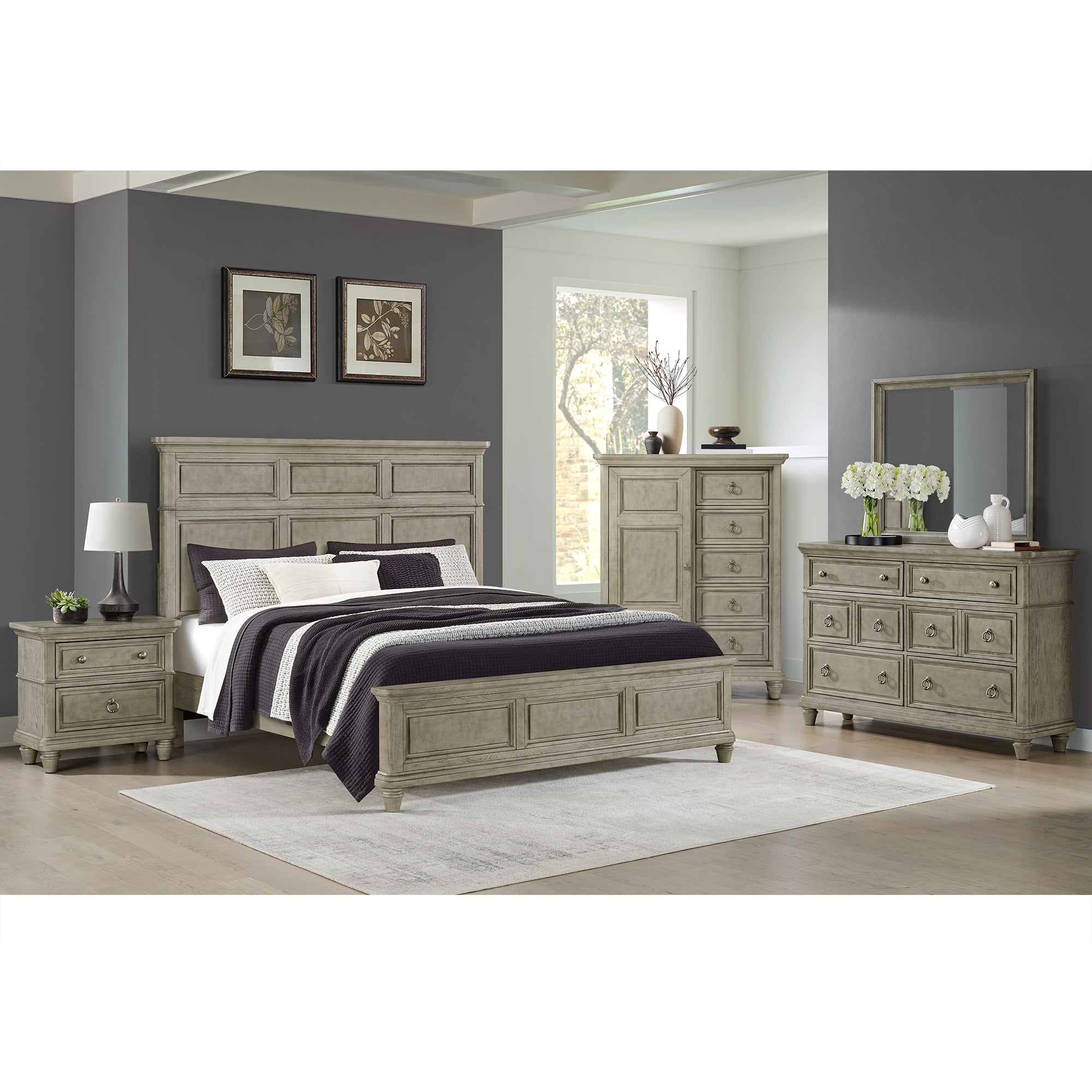 ash grey dresser Cottage View - 6 Drawer Lined Bottom Drawer 5 Drawer Tall Dresser for
