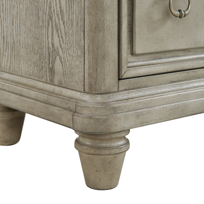 Whit-Ash 2-Drawer Nightstand with USB in Light Grey
