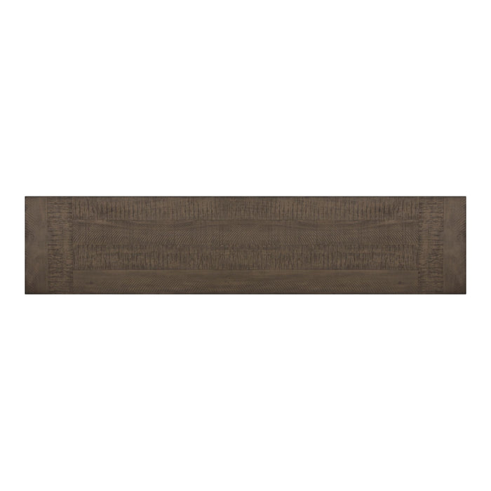 Yellowstone Dining Bench with Metal Bar cross in Medium Brown