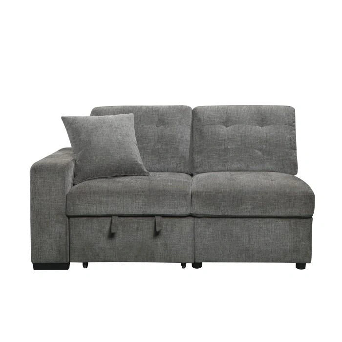 Logansport Left Side 2-Seater with Pull-out Ottoman and 1 Pillow in Gray 9401GRY-2L