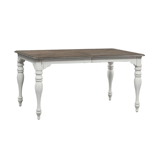 Magnolia Manor Leg Table in Antique White Base w/ Weathered Bark Tops image