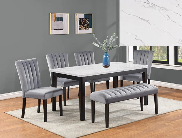 Pascal Dining Room Set White Top Black Leg