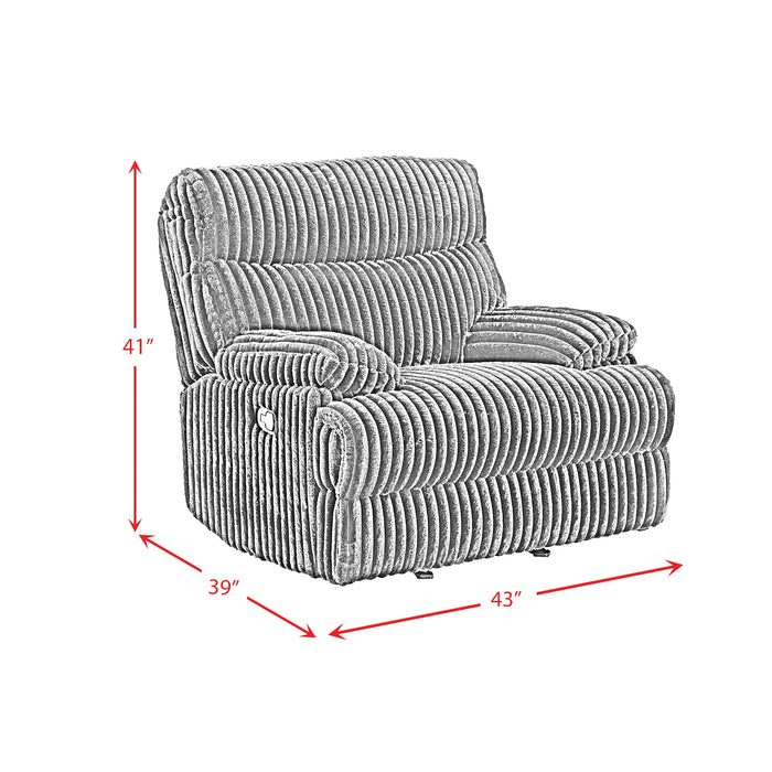 Admiral 3PC Living Room Set in Masis Black-Sofa, Loveseat & Recliner