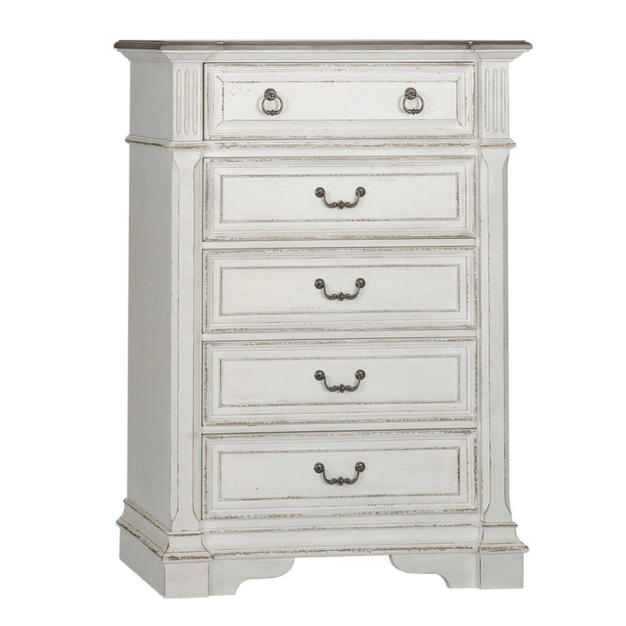 Abbey Park Panel Bed, Dresser & Mirror, Chest image