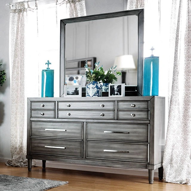 grey contemporary dresser DAPHNE Gray LowStock:43619302211635 LEONE Purple Chest - it offers ample space Color:Rustic Grey