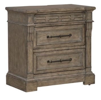 Liberty Furniture Town & Country 3 Drawer Nightstand w/ Charging Station in Dusty Taupe image